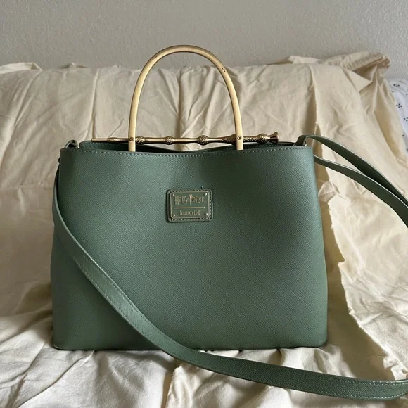 Loungefly Green Crossbody Bag with Deathly Hallows Emblem - Picture 2 of 9